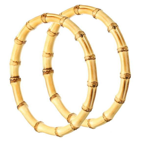 Uxcell 5.9 Inch Bamboo Purse Handles,, 2 Pcs Round Replacement Handmade Rings, Wood