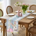 thumbnail image 4 of Light Blue Easter Table Runner 70 Inches Long for Kitchen Dining, Spring Easter Bunny Eggs Floral Wooden Dresser Scarf Farmhouse, Dining Table Decorations for Wedding/Parties, 13 x 70 In, 4 of 8