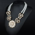 thumbnail image 2 of AYYUFE Women's Bohemian Artificial Pearl Flower Pendant Necklace Choker, 2 of 8