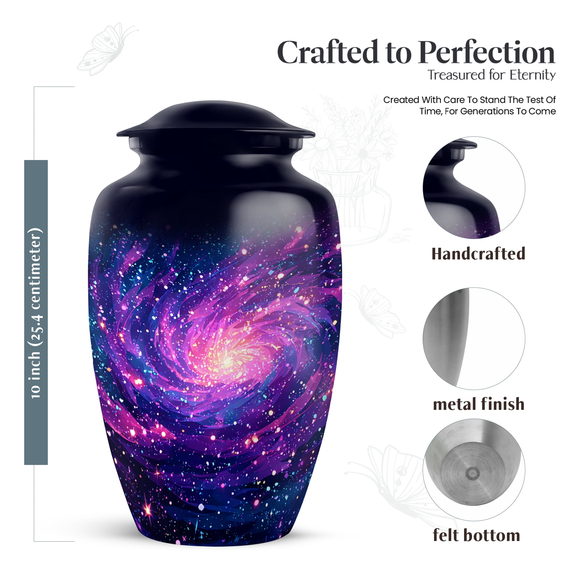 MUKTIVE Galaxy Purple Cremation Urn for Human Ashes Mom & Dad, Large Unique Urns for Ashes Men and Women, Funeral Urns, Memorial Blue Urn for Female, 10 Inch
