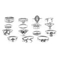 thumbnail image 2 of Naierhg 15Pcs/Set Finger Ring Individuality Creative Alloy Different Patterns Rhinestone Rings for Daily Life, 2 of 8