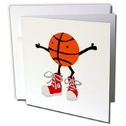 3dRose Funny Basketball Character in Red High Tops Shoes - Greeting Card, 6 by 6-inch