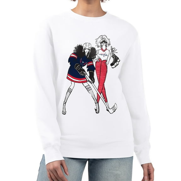 Women's G-III 4Her by Carl Banks  White Washington Capitals Hockey Girls Team Graphic Fleece Pullover Sweatshirt