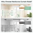 thumbnail image 4 of NewBuros Brown Wood Curtain Rod for Windows, 1" Diameter Heavy-Duty Wooden Curtain Pole Set, Adjustable Length 32 to 120 Inch with Decorative Leaf Finial., 4 of 9