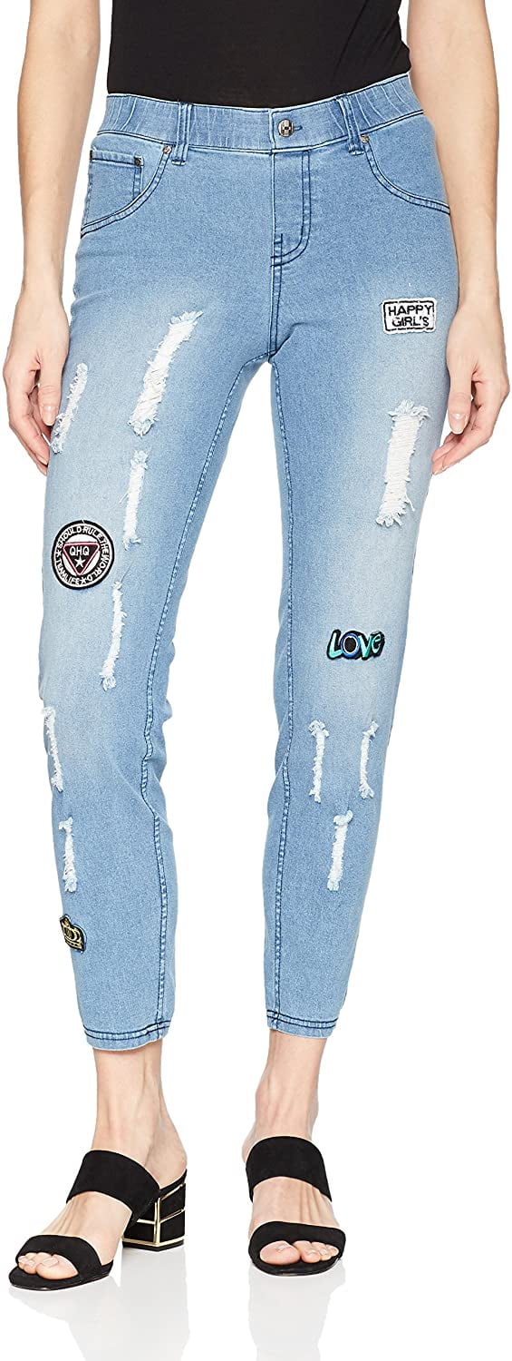 distressed denim leggings