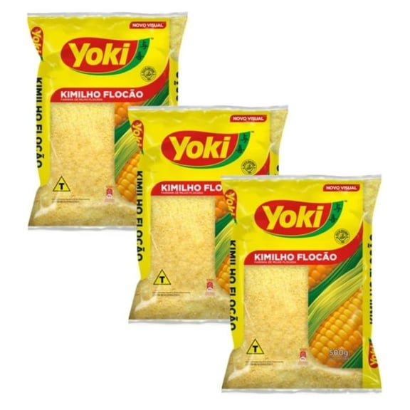 Yoki Flaked Corn Meal 17.6 oz | Pack of 3 | Kimilho Flocao
