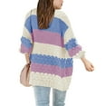 thumbnail image 2 of Girls Open Front Long Sleeve Cardigan Color Block Chunky Knit Oversized Kids Sweaters Coat, 2 of 3