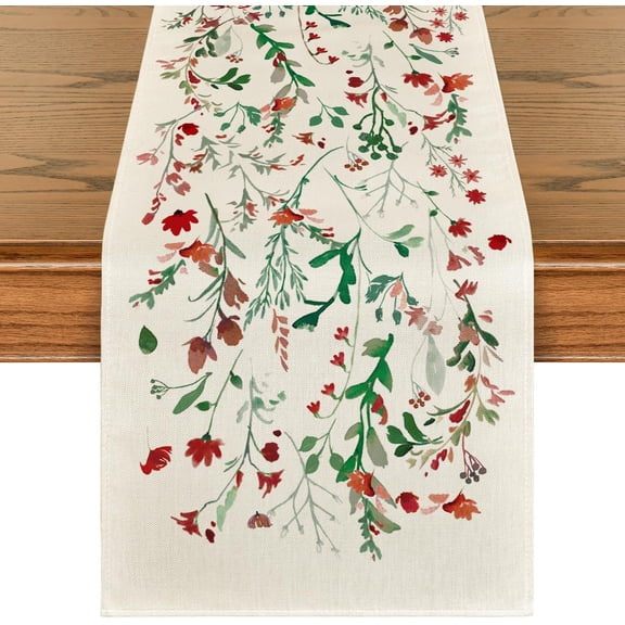 SM-XLHN Wildflowers Bloom Flowers Spring Table Runner, Seasonal Summer Floral Kitchen Dining Table Decoration for Home Party Decor 13x48 Inch
