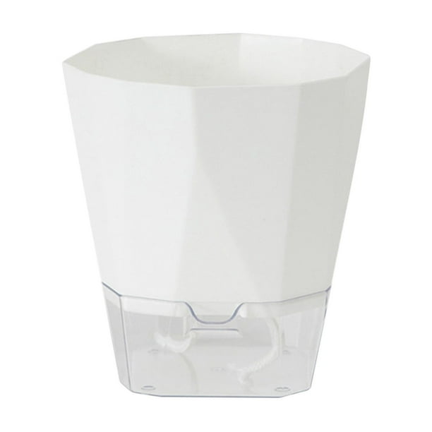 Maceta transparente para el hogar, automática, con absorción de agua, de resina blanca, de plástico, para almacenar agua.