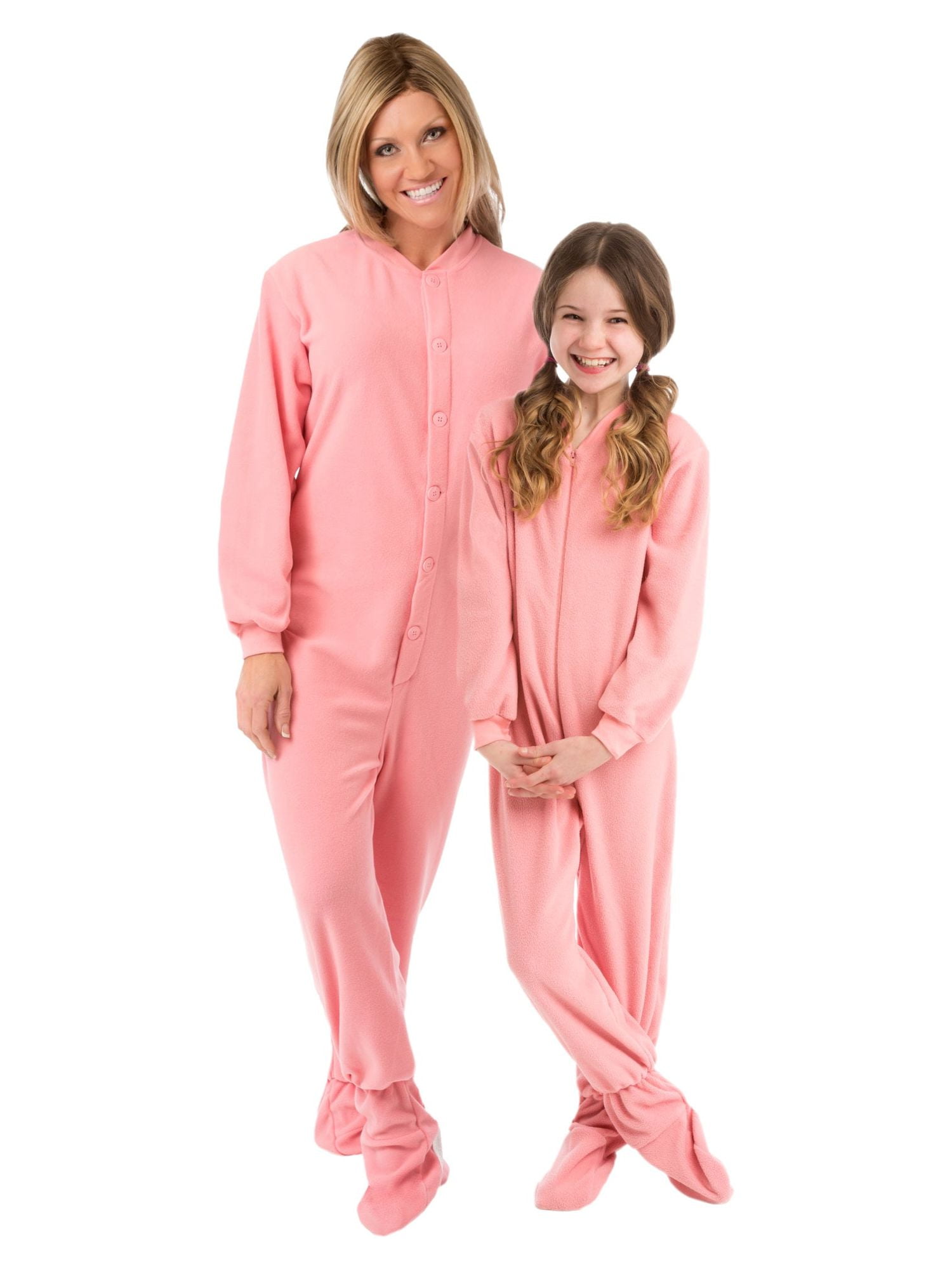 Big Feet Pajama Co. Girls’ Pink Fleece Footed Pajamas – Cozy One-Piece Sleepwear, Anti-Pill, Moisture-Wicking, Sizes Child to Tween