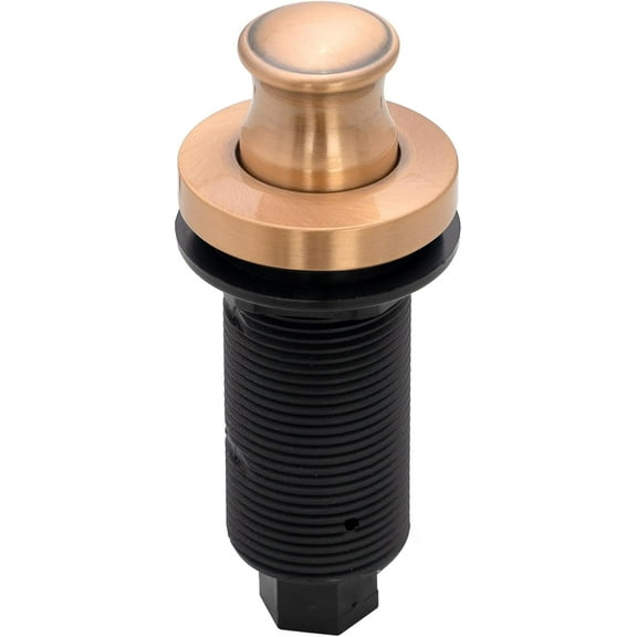 Akicon Copper Garbage Disposal Air Switch Kit with Sink Top Waste Disposal On/Off Push Button with Brass Cover and Plastic, 2-1/2" Max Countertop Thickness