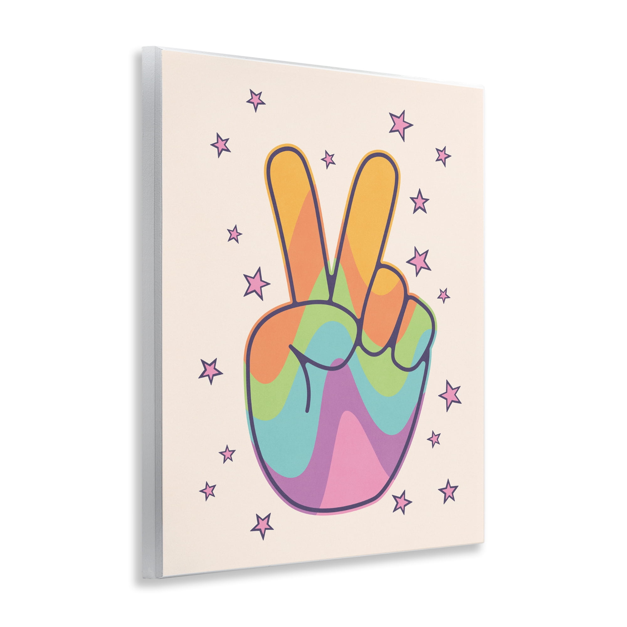 Stupell Industries Peace Sign Retro Rainbow Wall Plaque Art, design by LSR Design Studio