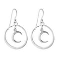 thumbnail image 6 of Symmetry Crescent Moon Round Hoop Sterling Silver Dangle Earrings, 6 of 6