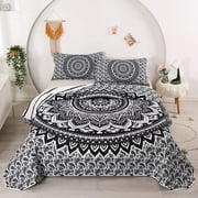 Bohemian Set 3D Printed Boho Chic Hippie Bedding With And Pillowcase Bohemian Comforter Set Black Set Reversible Design Flower Bedding Set(TWIN-68”*86”, Black)