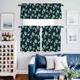 thumbnail image 2 of Green Hummingbird Kitchen Curtains Valances and Tiers Set of 3 Summer Animal Garden Flower Leaf Navy Blue Tier Curtains and Valance with Rod Pocket for Small Windows, 27.5"x36", 2 of 9
