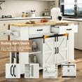 thumbnail image 2 of ANPOO Large Rolling Kitchen Island Table on Wheels with Drop Leaf, Barn Door Kitchen Island Table with Storage Cabinet and Tower Rack, Island Table for Kitchen, 2 of 9