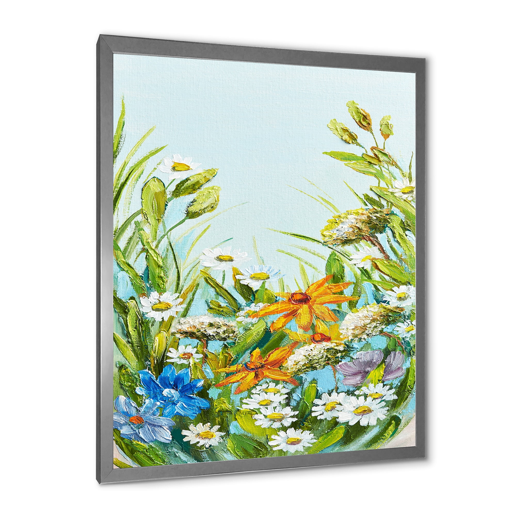 Designart 'Still Life Of Colorful Wildflowers With Leaves II' Traditional Framed Art Print