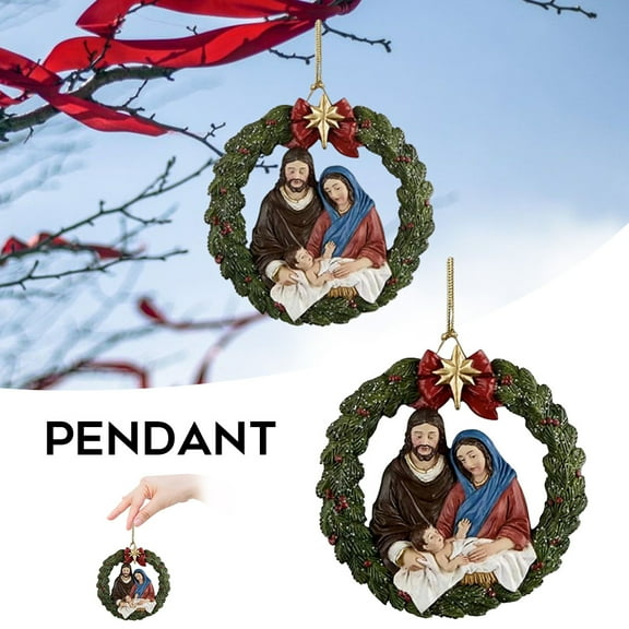 Christmas Nativity Acrylic Pendant,Easter Nativity Scene Ornaments,Xmas Tree Hanging Ornament Birth of Jesus Christian Decor Religious Gift