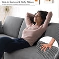 thumbnail image 6 of Patbrela 101" Oversized Corduroy Sofa with Storage, 24" Extra Deep Seat Couch, Comfy Upholstered with Cup Holder, 2 Pillows, Gray, 6 of 12