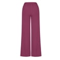 thumbnail image 4 of AJTQTH Suit Pants for Women High Waist Solid Elegant Work Trousers Summer Straight-Leg Flared Loose Casual Pants Plus Size Casual Trousers Hot Pink XXXL, 4 of 7