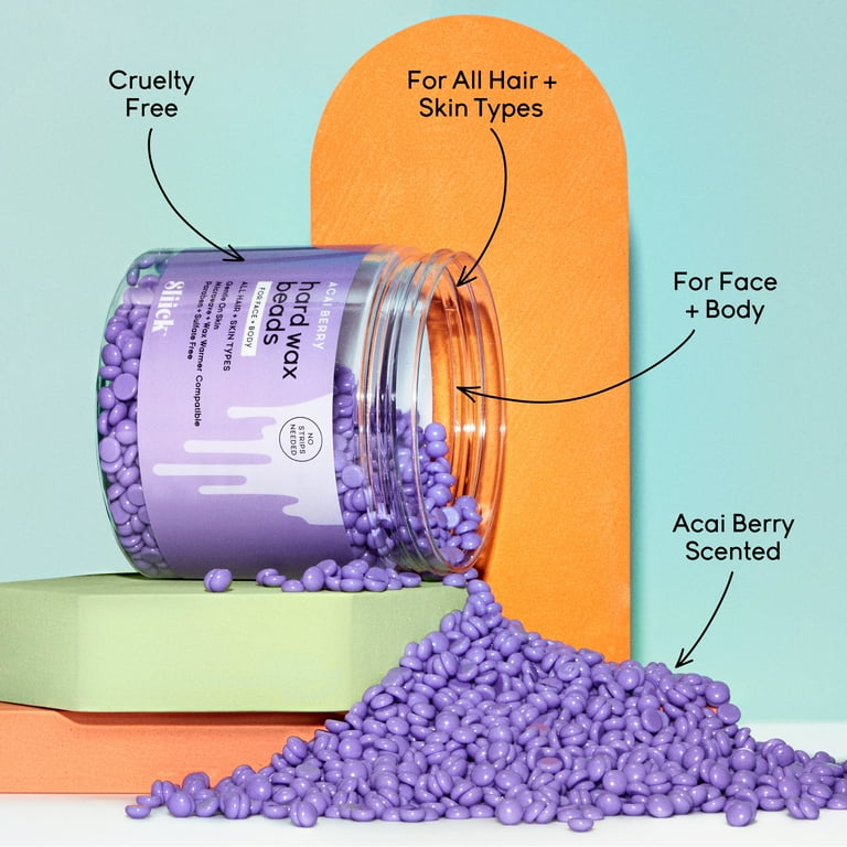 2 pack) Sliick Acai Berry Hard Wax Beads Kit For At Home Face and