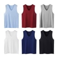 thumbnail image 4 of Meidiya Mens Sleeveless Vest V-Neck Polyester Fiber Ice Silk Vest T-Shirt Solid Color Breathable Stretchy, 4 of 7