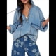 thumbnail image 3 of Sudadera Vaquera con Capucha y Media Cremallera para Mujer, Chaqueta Vaquera, Tops Azul L, 3 of 10