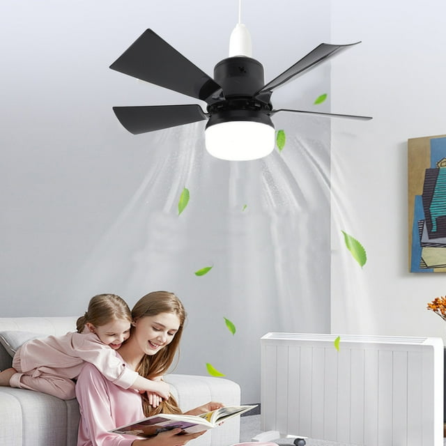 Luz De Ventilador De Techo Incomitable, Control Remoto Con 3 Colores Y 3 Velocidades De Ventilador, Ventilador De Techo De Bulbo Inalámbrico E27 Con Bombilla LED, 50.000 Horas De
