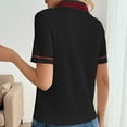 thumbnail image 7 of HongQid Womens Short Sleeve Collared Tops V Neck Button Down Placket Fitted Shirts, 7 of 7