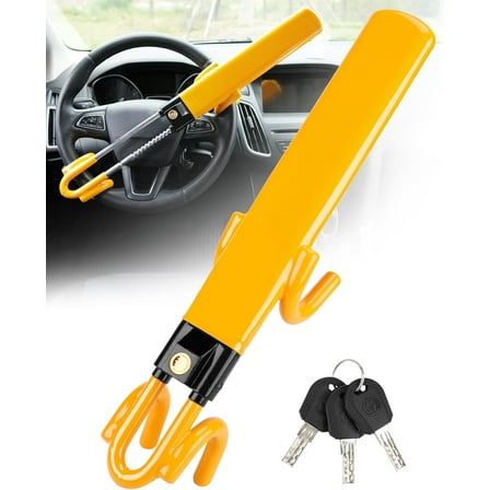 MRSXXNTY Steering Wheel Lock - Heavy Duty Antitheft Device and Car Security Lock with Adjustable Locking and 3 Keys - Great Vehicle and Truck Deterrent (Yellow)