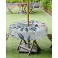 thumbnail image 4 of Fsddascl Vintage Botanical Outdoor Tablecloth - 60 Inch Round Dining Table Cover, Watercolor Leaves Branch Waterproof Outdoor Table Cloth with Umbrella Hole & Zipper for Picnic/Patio/Party, 4 of 7