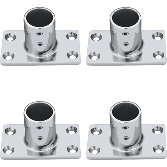 CATPAN Boat Hand Rail Bases 316 Stainless Steel 90° Rectangular – Marine-Grade Fittings for 7/8" Tubes – Heavy Duty, with Installation Hardware Pack of 4