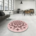 thumbnail image 4 of Ahgly Company Machine Washable Indoor Round Transitional Indian Red Area Rugs, 6' Round, 4 of 7