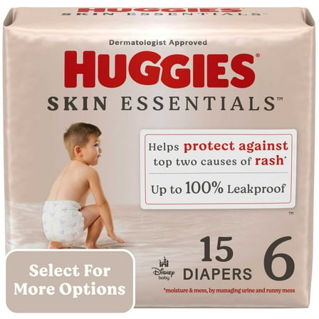 Huggies Skin Essentials Baby Diapers, Size 6 (35 lbs), 15 Ct (Select for More Options)