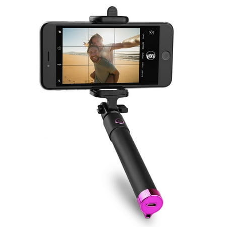 Circuit City Wireless Bluetooth Selfie Stick with Remote Control Handle | Portable Extending Monopod with Lanyard | Steel Telescoping Selfy Taker for iPhone 7, 8, X, 6, Pixel, Samsung, LG &