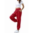 thumbnail image 2 of Women'S High Waisted Sweatpants Workout Active Joggers Pants Baggy Lounge Bottoms Red L, 2 of 8