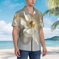 thumbnail image 3 of Fotbe Elegant Ivory Flower Camisa Hawaiana para Hombre Unisex – Camisa Casual de Verano con Botones de Manga Corta de Algodón y Lino,XX-Large, 3 of 7
