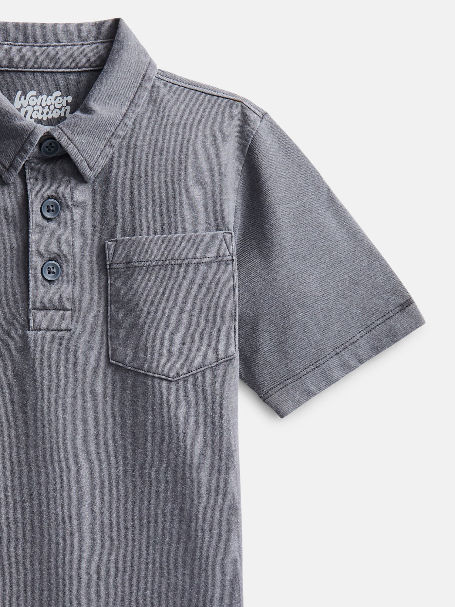 Wonder Nation Boys' Garment Dye Polo Shirt, Sizes XS-XXL