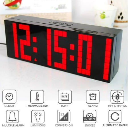 Tmishion Remote Control Large Digital LED Alarm Clock Timer Snooze Countdown Temperature