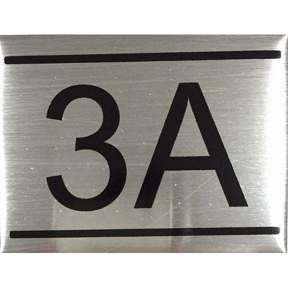 APARTMENT NUMBER SIGN -3A -BRUSHED ALUMINUM (2.25X3, Aluminium))