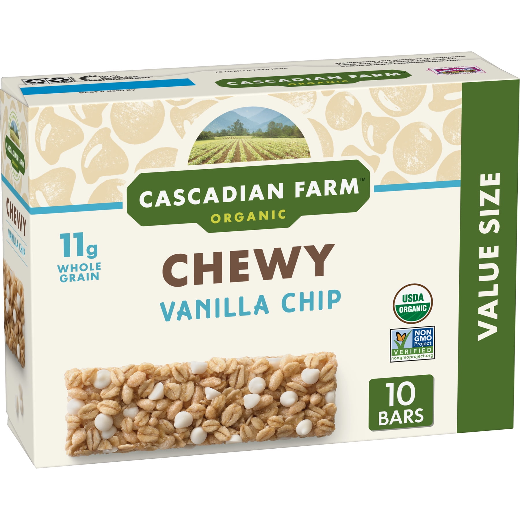 Cascadian Farm Organic Vanilla Chip Chewy Granola Bars, 10 Ct