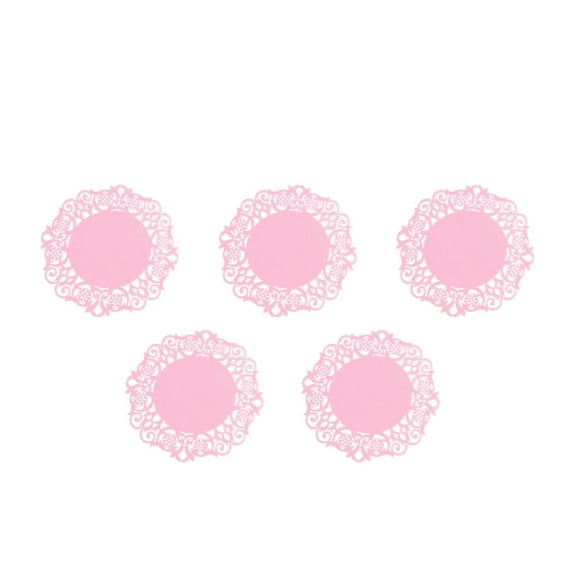 ACDANC 5 Pcs Coasters Hollow Flower Shape Drink Coasters Heat Insulation Silicone Coaster Pink