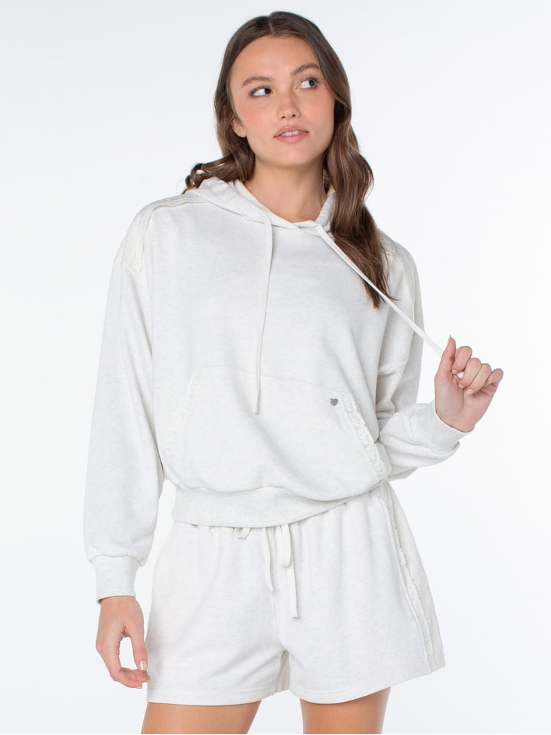 Celebrity Pink Women's and Women's Plus Lace Trim Hoodie