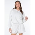 thumbnail image 3 of Celebrity Pink Women's and Women's Plus Lace Trim Hoodie Sweatshirt, Sizes XS-4X, 3 of 8