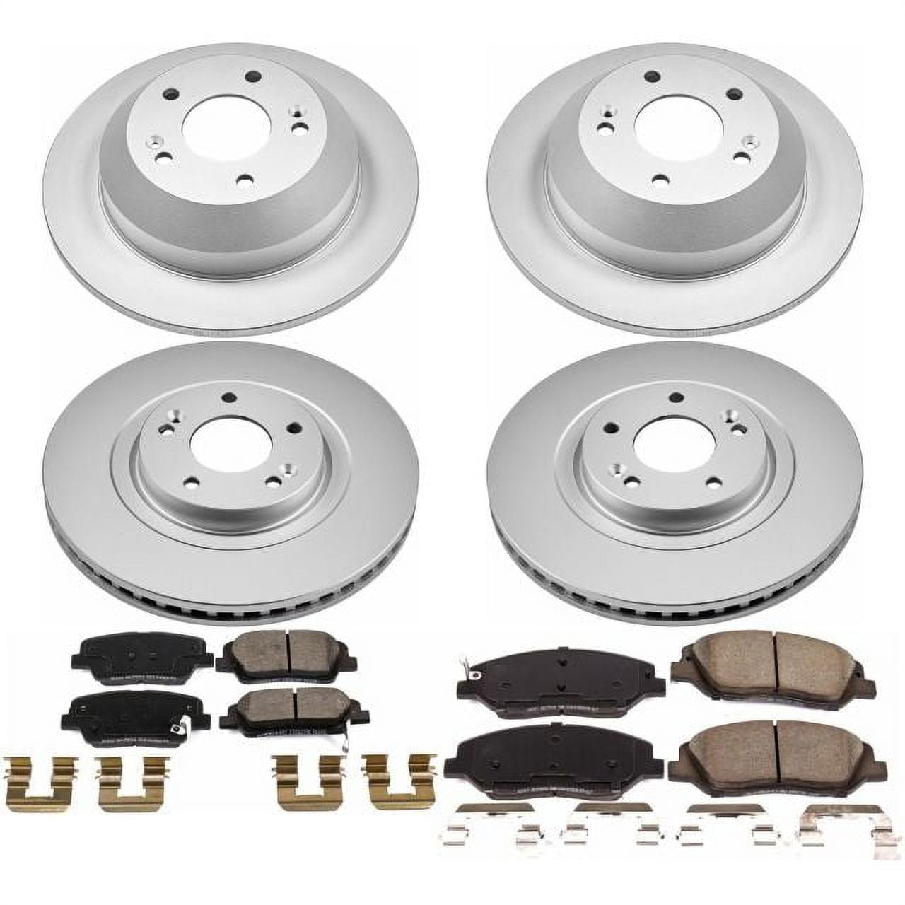 PowerStop Front and Rear Geomet Coated Brake Rotor and Pad Kit Fits: HYUNDAI Select Models CRK7514
