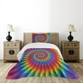 thumbnail image 4 of Ambesonne Trippy Quilted Bedspread Set 2 Pcs, Vibrant Rainbow Spiral, Twin Size, Multicolor, 4 of 5