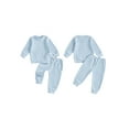 thumbnail image 2 of Miaouyo 1-5T Kids Baby Boy 2 Piece Fall Outfits Fashionable Solid Color Long Sleeve Crew Neck Tops and Elastic Waist Pants Set, 2 of 9