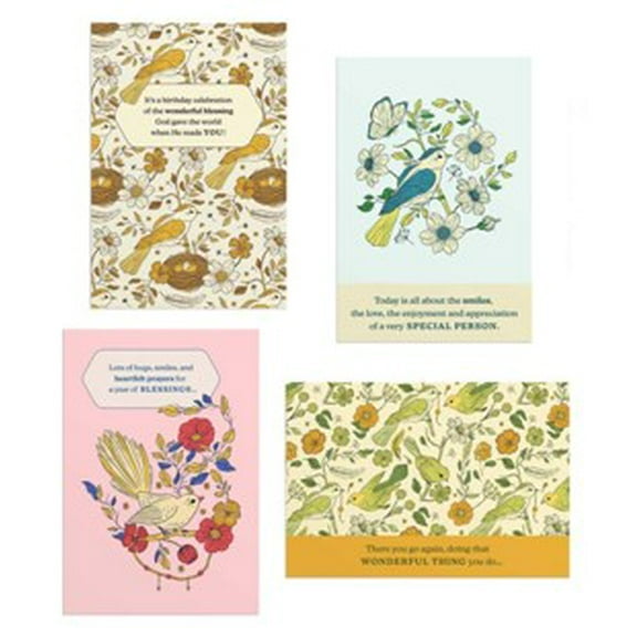 Birds Birthday Cards, Box Of 12