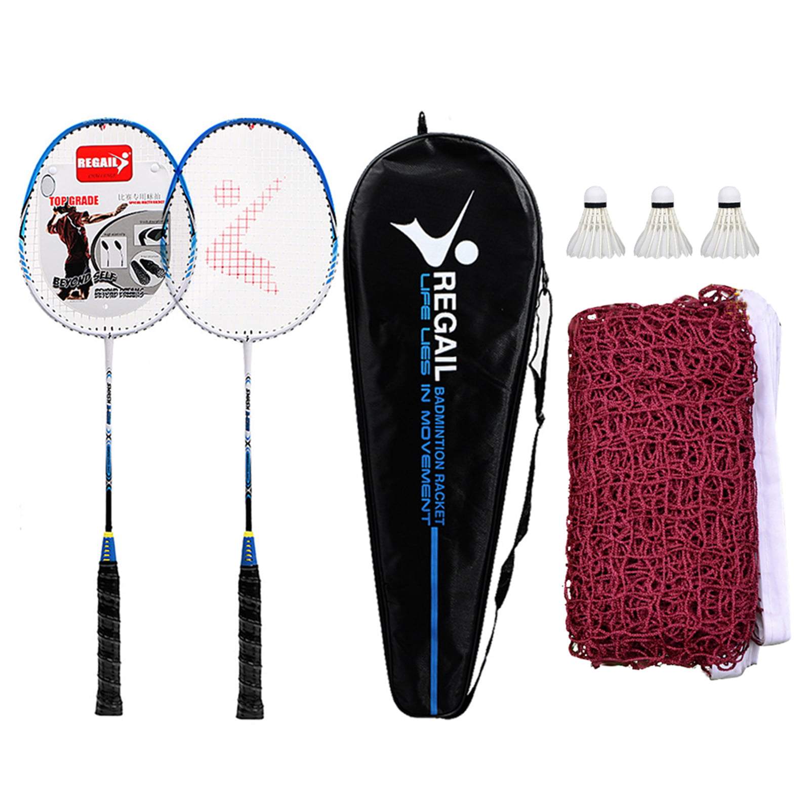 Badminton Rackets Set for 2 Players & 3x Feather Shuttlecock Sport Outdoor Games 