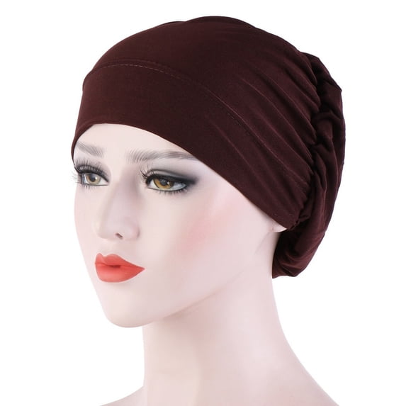 opvise Women Small Solid Color Soft Knotted Night Sleep Beanie Bonnet Chemo Hat Cover